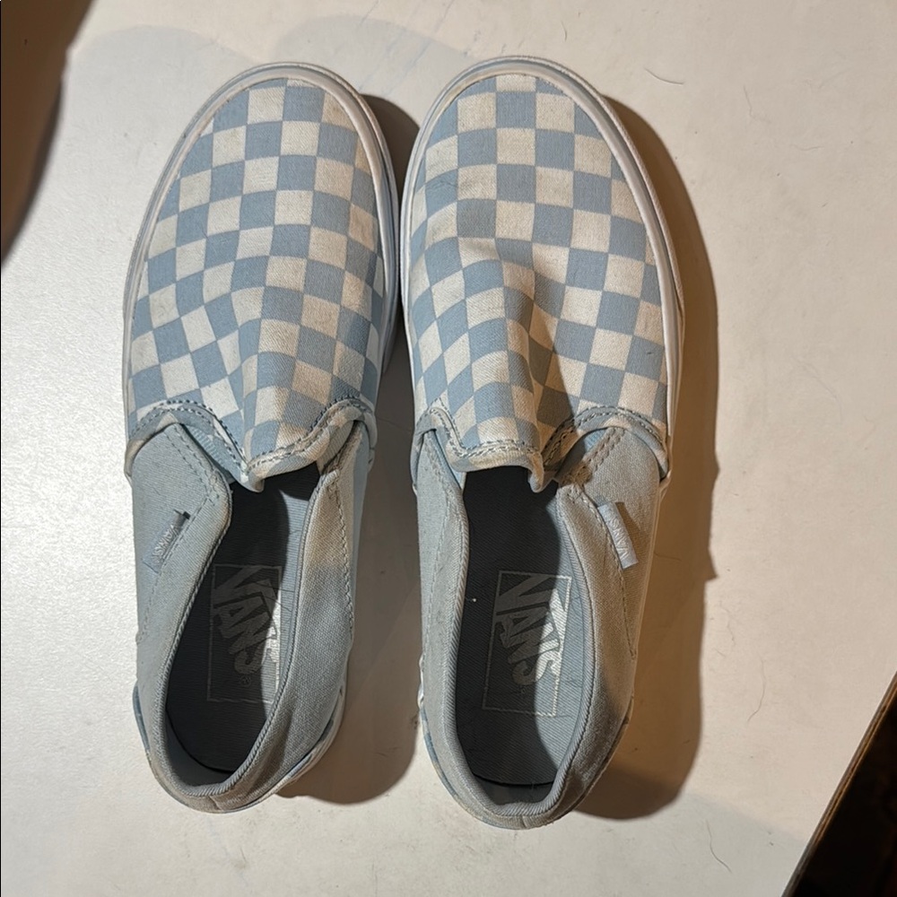 Vans Blue Checkered Slip-On Sneakers